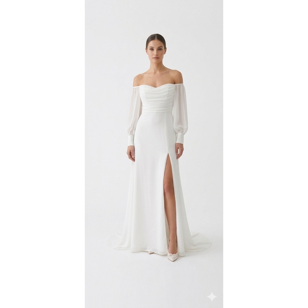 Lulus Feel the Romance Off the Shoulder Maxi Wedding Dress White XS